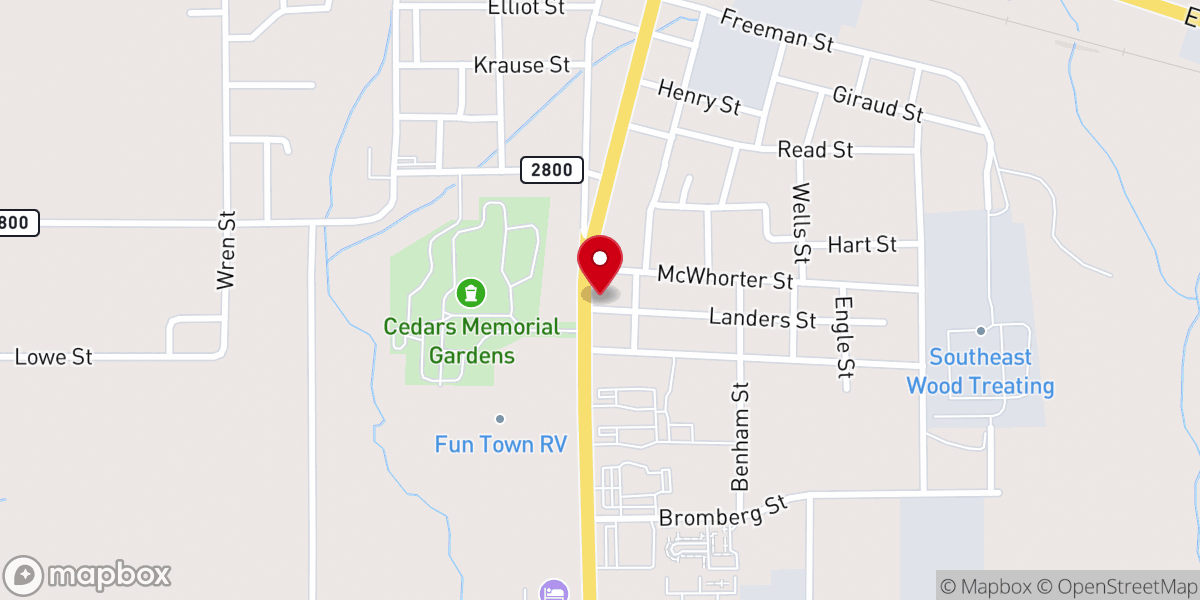Map showing location of East Chapel Christian Methodist Episcopal Church