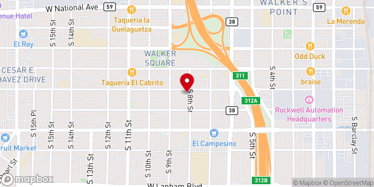 Map showing location of St. Peter's Evangelical Lutheran Church