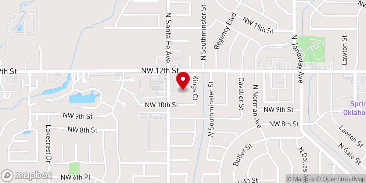 Map showing location of St. John's Lutheran Church