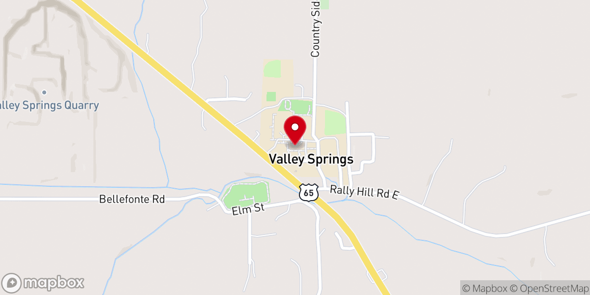 Map showing location of Valley Springs School District
