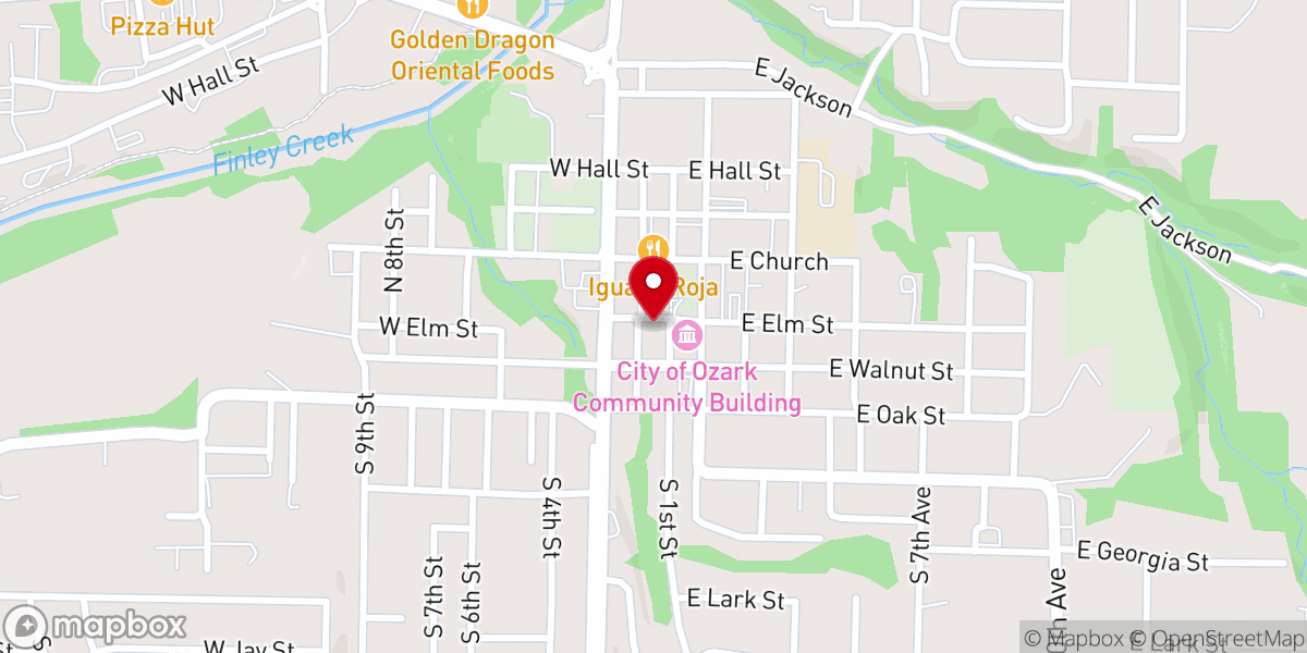 Map showing location of Christian County Courthouse