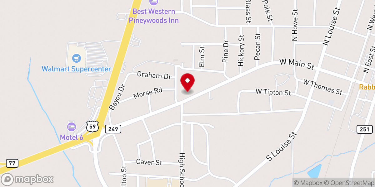 Map showing location of West Side Baptist Church