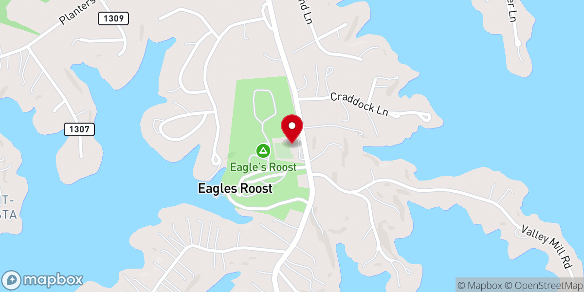 Map showing location of Calvary Chapel Smith Mountain Lake