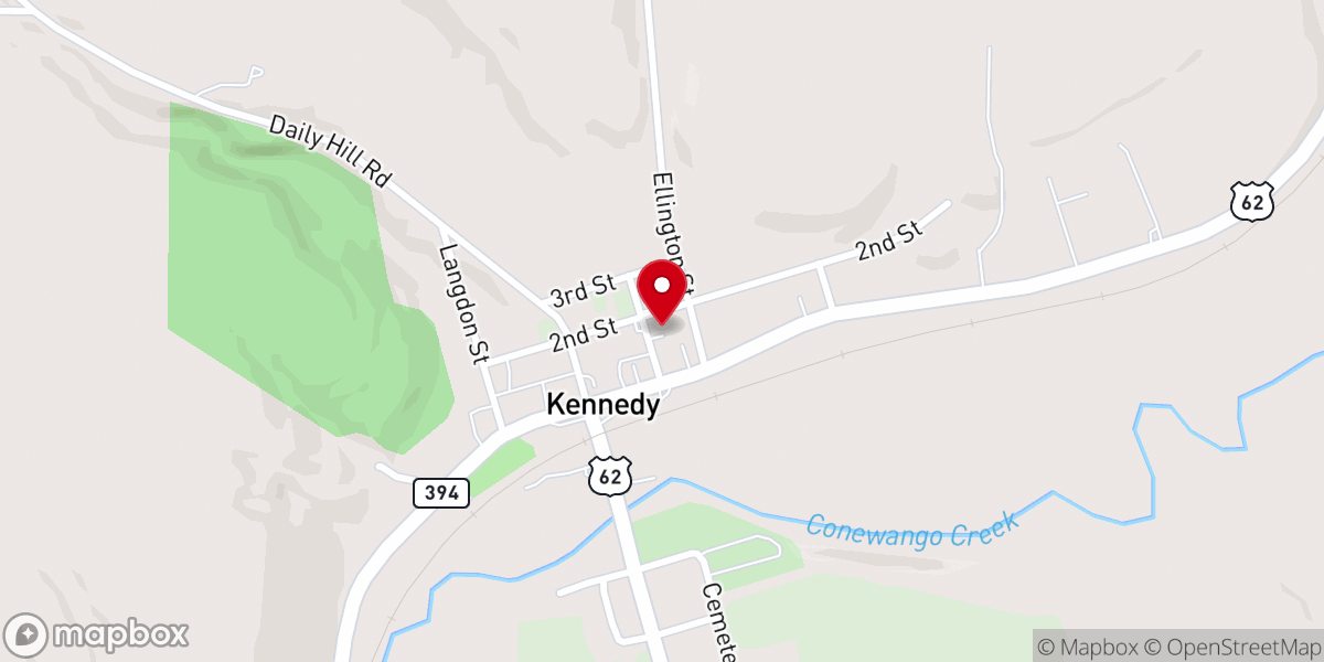 Map showing location of Kennedy First United Methodist Church