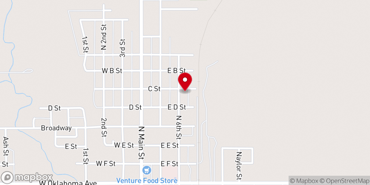 Map showing location of Okeene Church of Christ