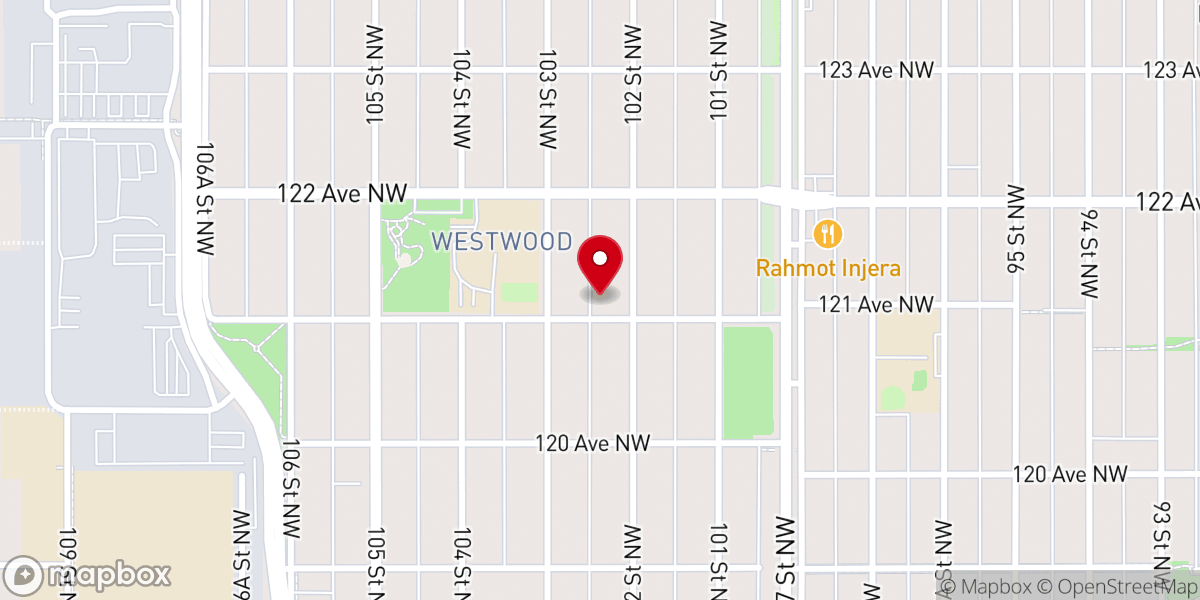 Map showing location of Westwood Baptist Church