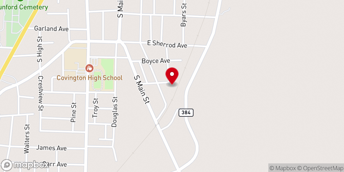 Map showing location of Mount Zion Baptist Church