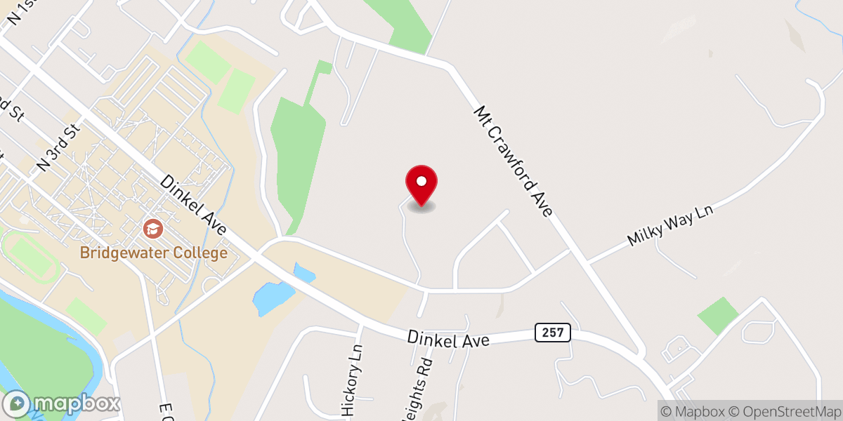 Map showing location of Bridgewater Church of the Brethren