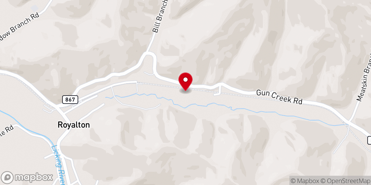 Map showing location of Gun Creek United Baptist Church