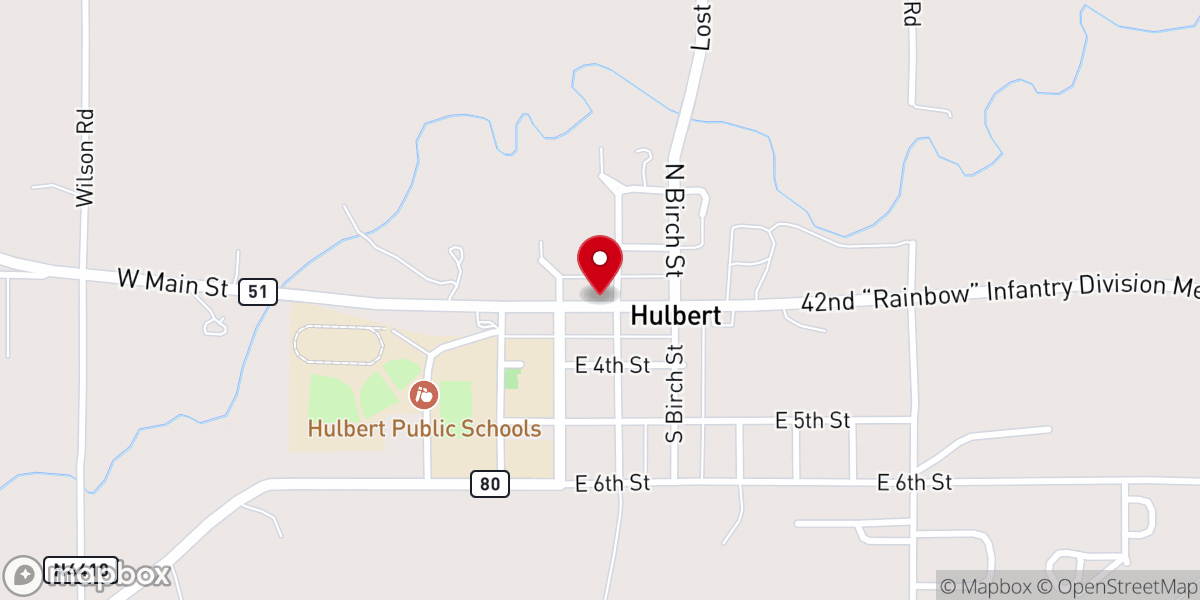 Map showing location of Reaching Our Hulbert Community