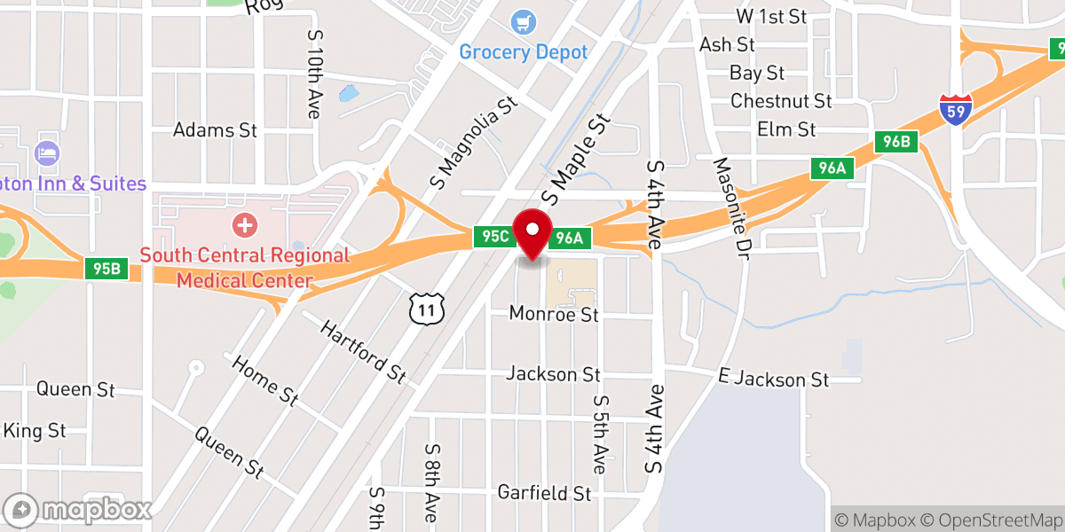 Map showing location of Saint Elmo Baptist Church