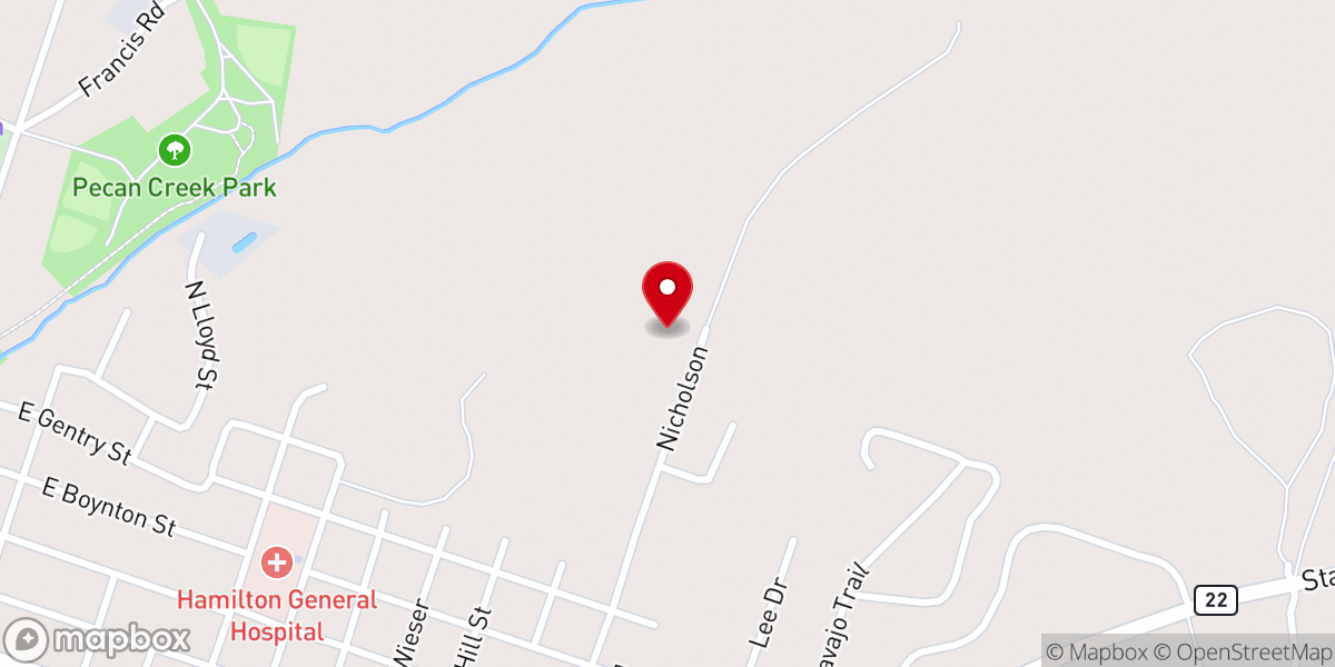 Map showing location of St. Thomas Catholic Church