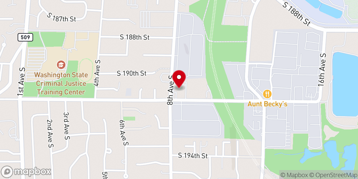Map showing location of Prince of Peace Lutheran Church SeaTac
