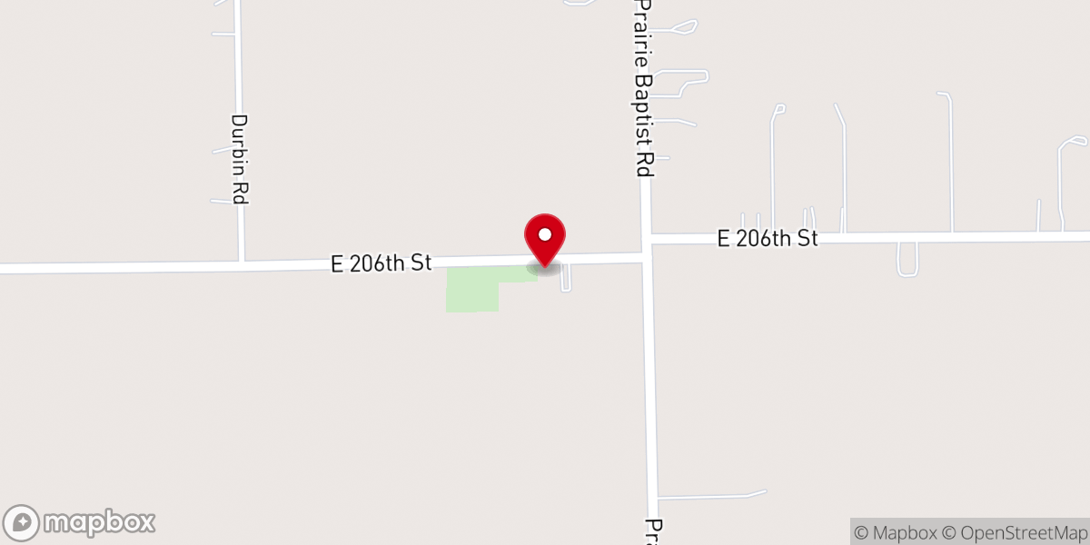 Map showing location of Prairie Baptist Church