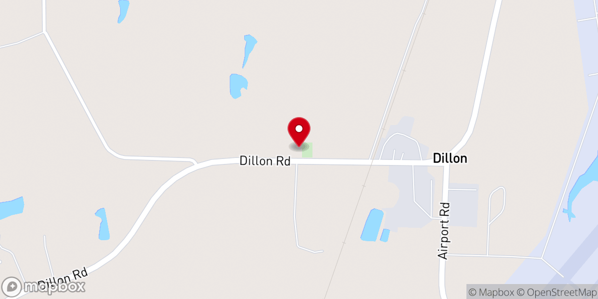 Map showing location of Dillon Road Presbyterian Church