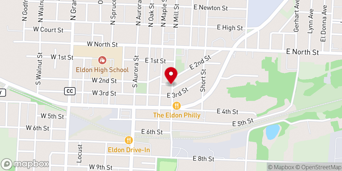 Map showing location of Eldon Community Food Pantry
