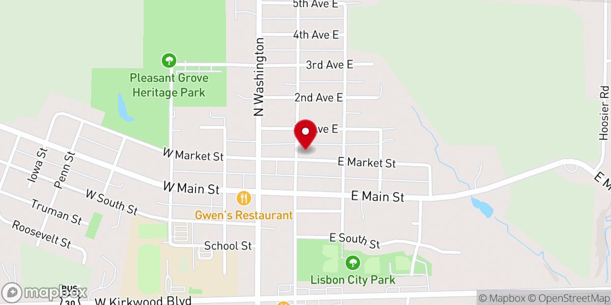 Map showing location of Lisbon United Methodist Church
