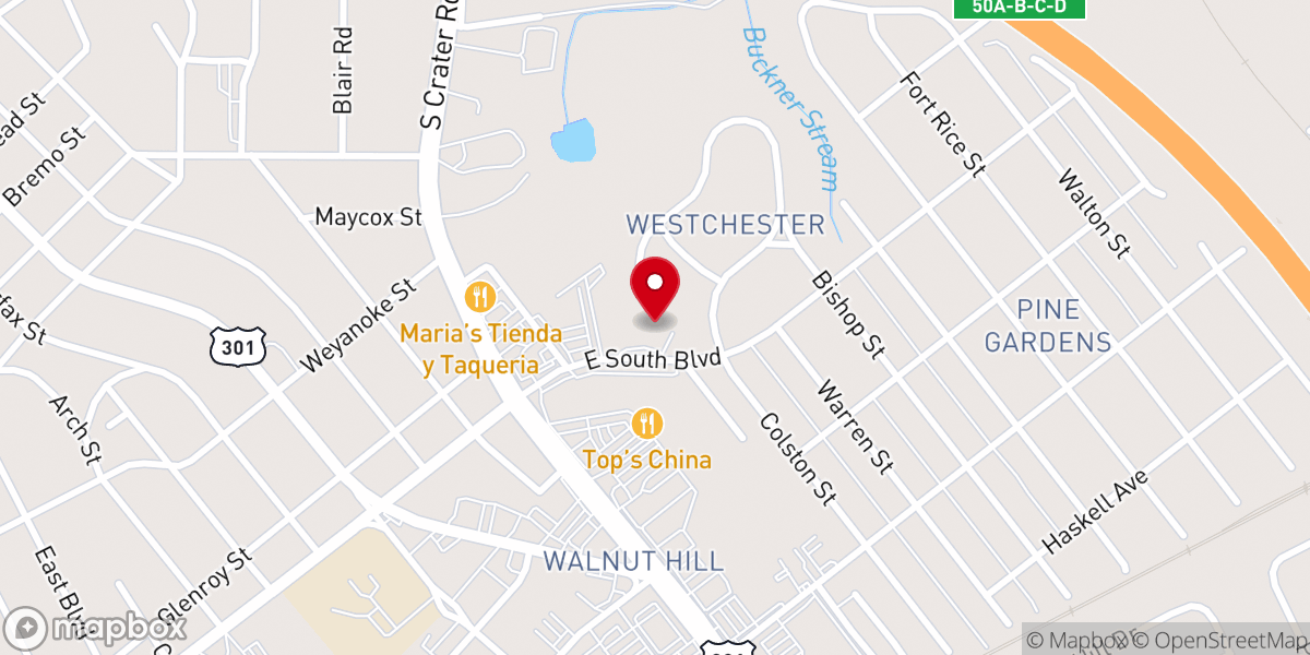 Map showing location of Walnut Hill Baptist Church