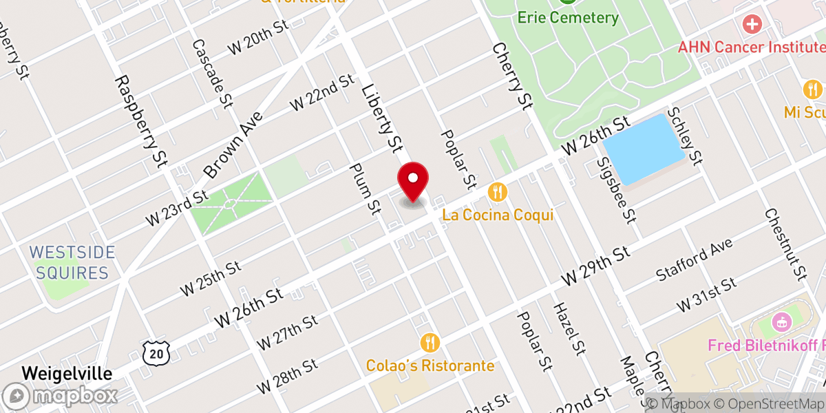 Map showing location of Sacred Heart Church