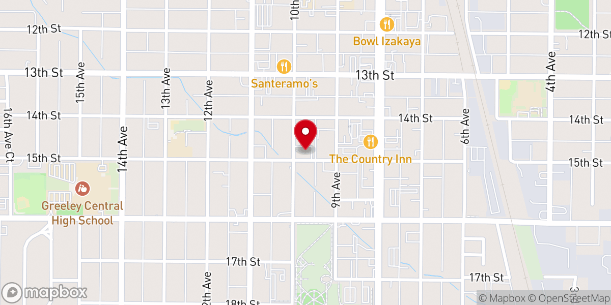 Map showing location of Unitarian Universalist Church of Greeley