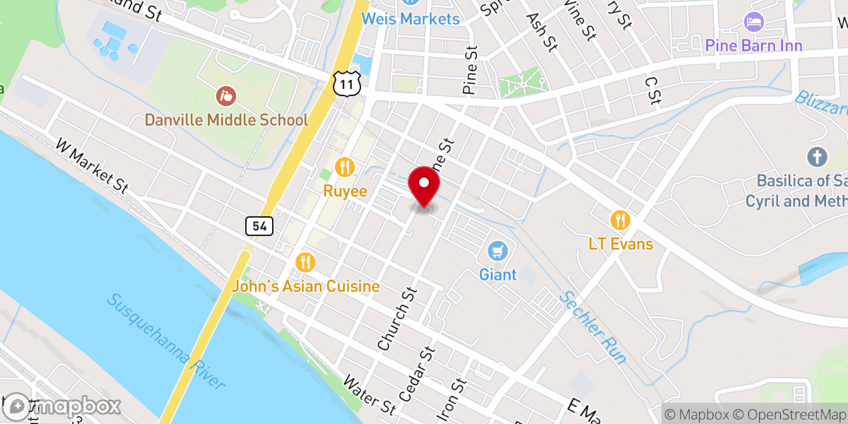 Map showing location of Montour County Assistance Office