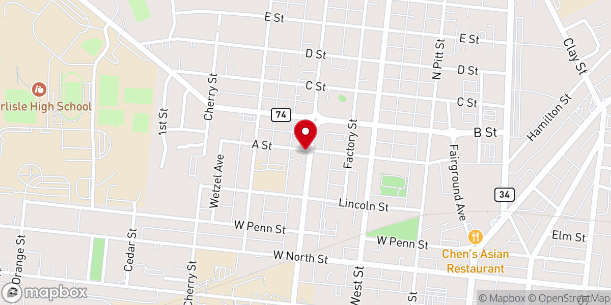 Map showing location of Carlisle Church of God