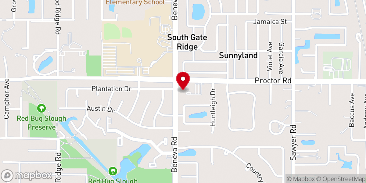 Map showing location of Beneva Christian Church