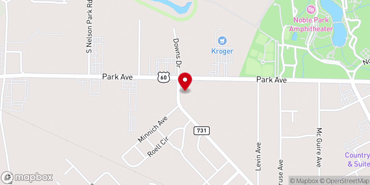 Map showing location of Park Avenue Baptist Church