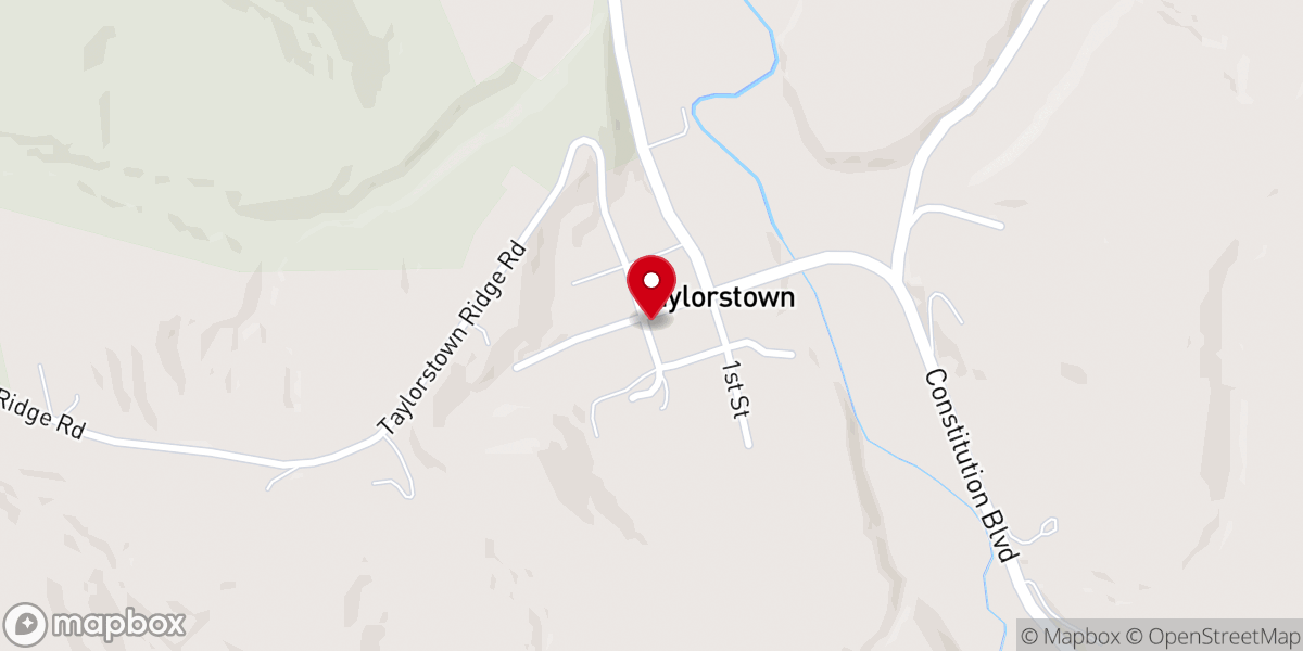 Map showing location of Taylorstown Christian Church