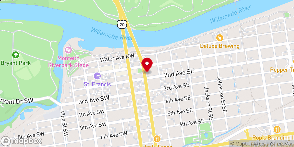Map showing location of Hub City Church