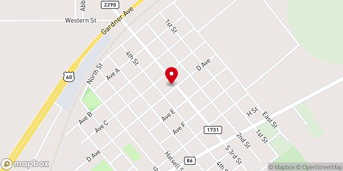 Map showing location of First Baptist Church Bovina