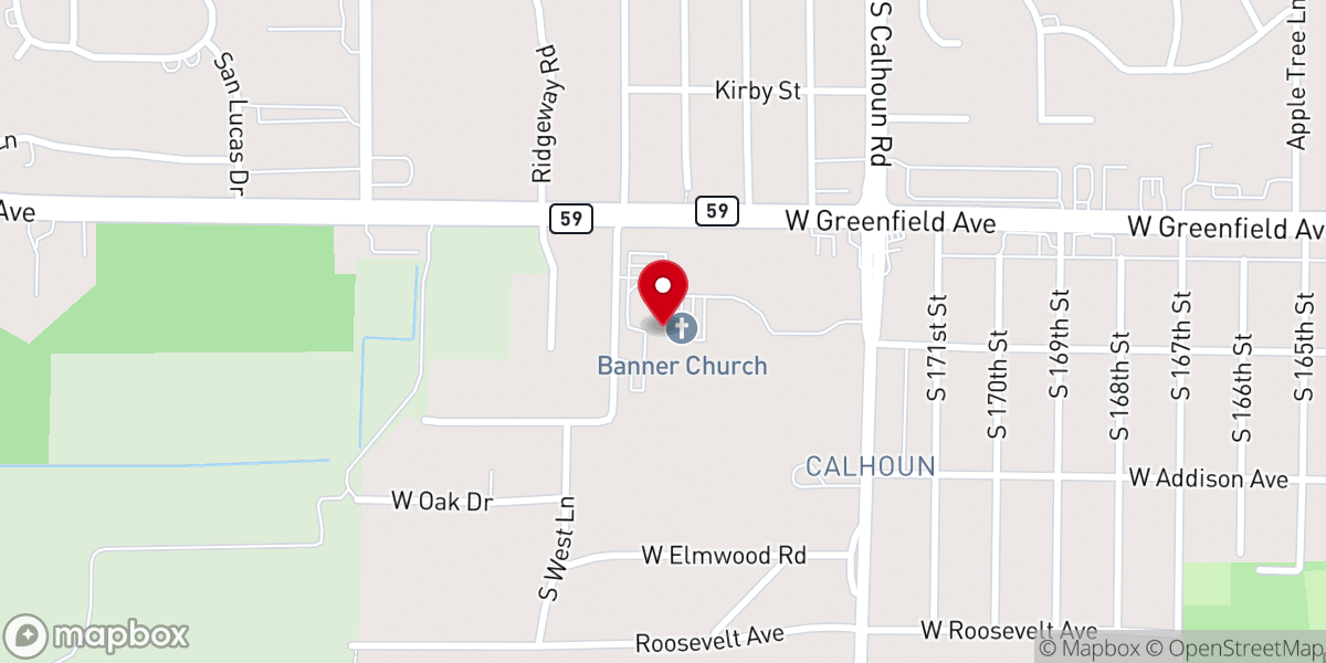 Map showing location of Banner Church