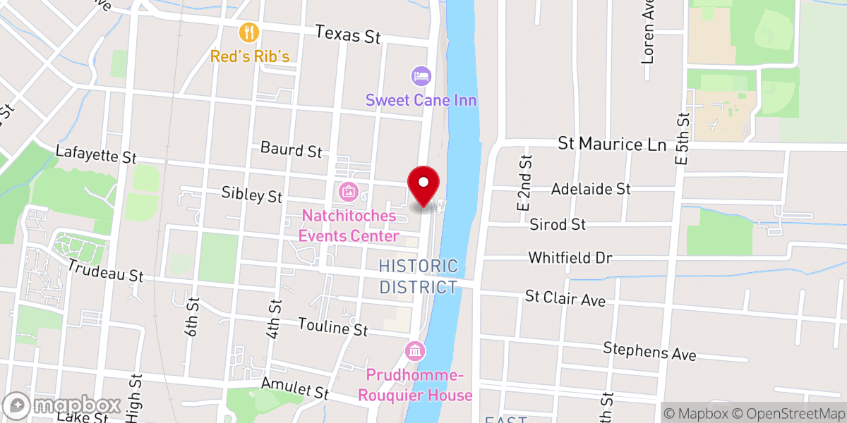 Map showing location of Natchitoches Convention & Visitors Bureau