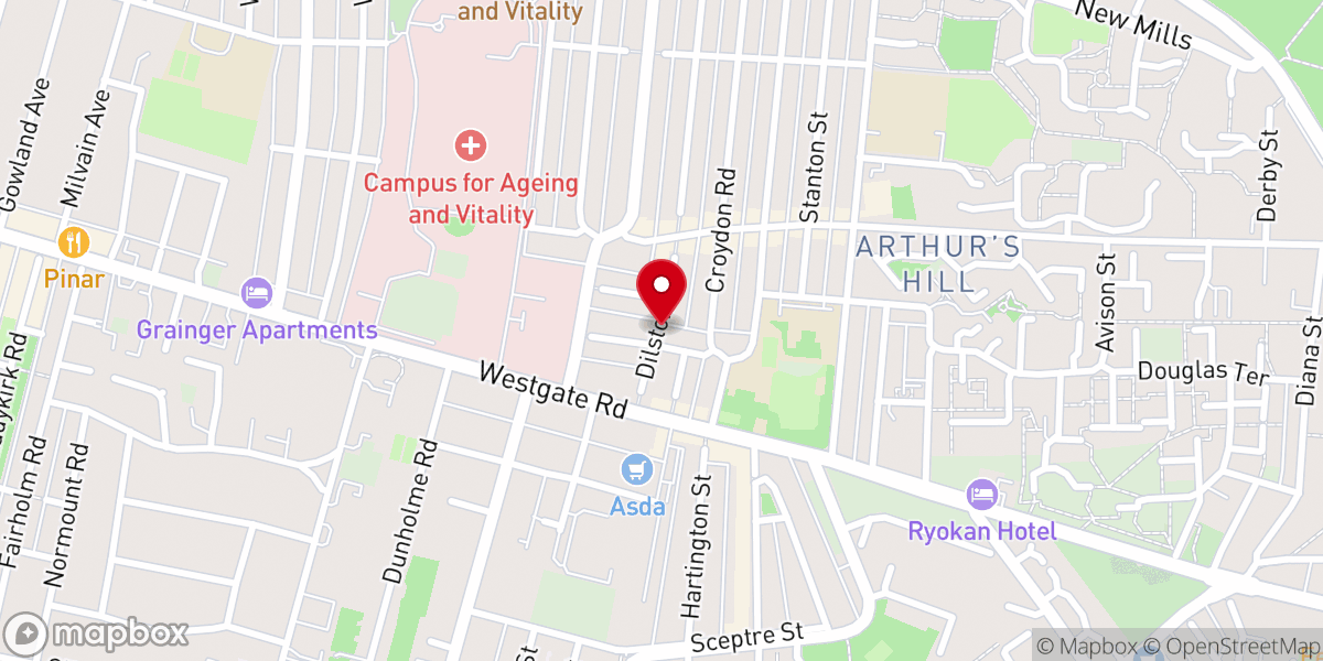 Map showing location of Newcastle Apostolic Church