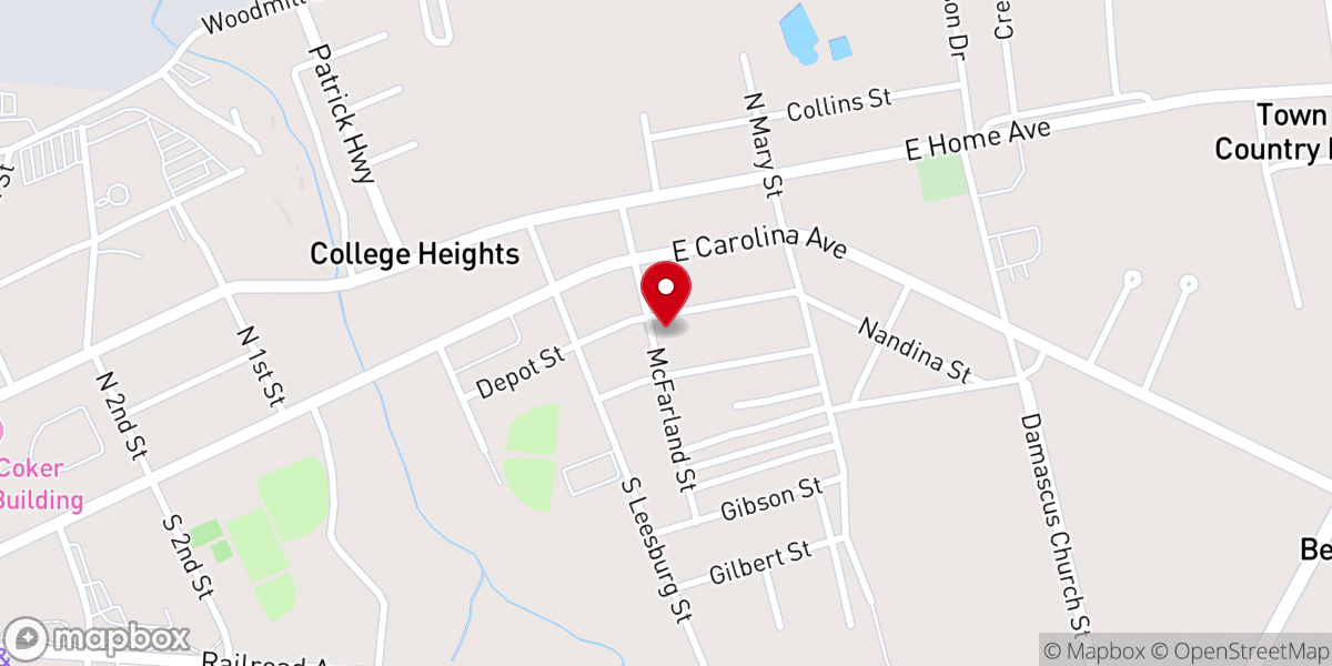 Map showing location of Eastside Holiness Church