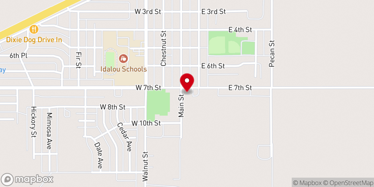 Map showing location of Idalou First Baptist Church