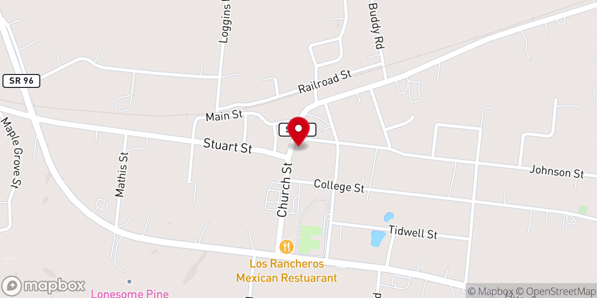 Map showing location of Burns United Methodist Church