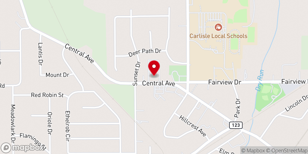 Map showing location of Hillcrest Baptist Church of Carlisle