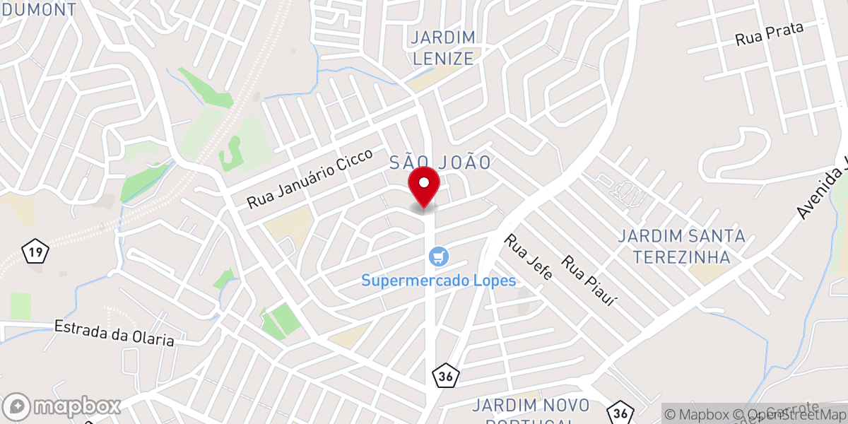 Map showing location of Primeira Igreja Batista em Jardim São João