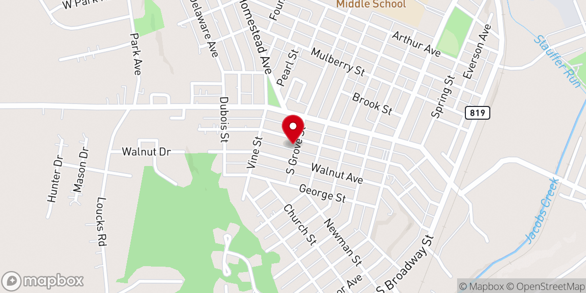 Map showing location of Scottdale Mennonite Church