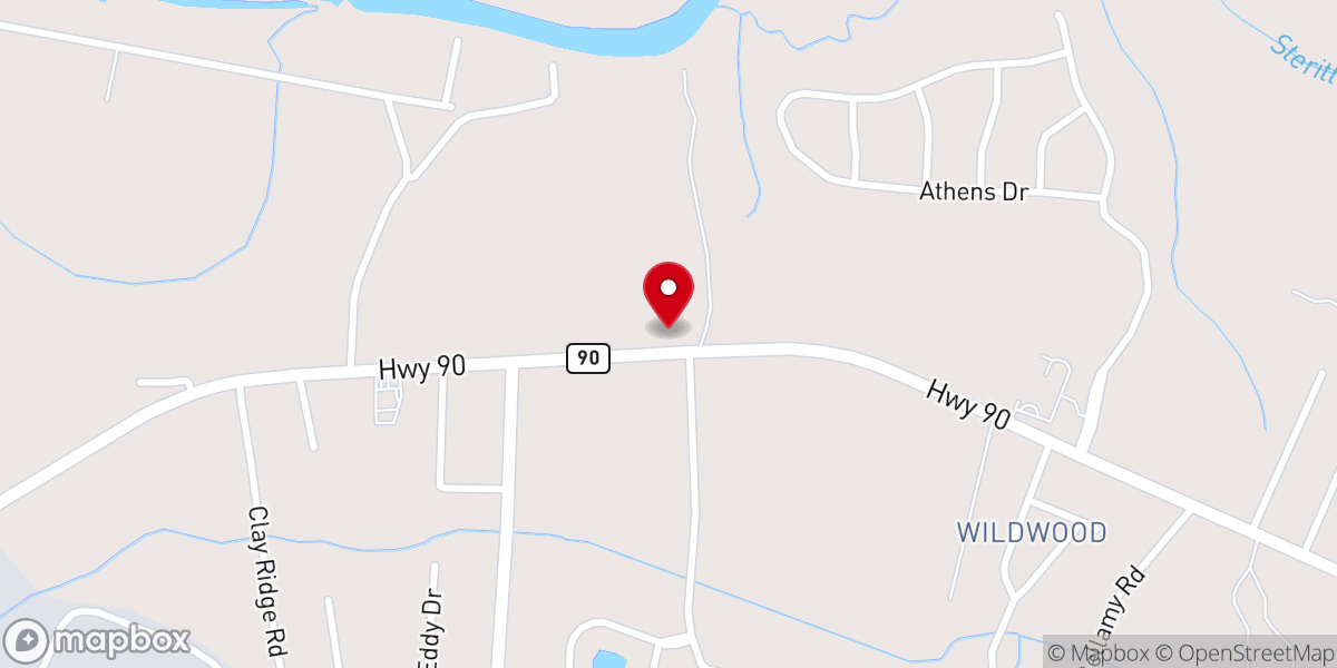 Map showing location of Ridgefield Baptist Church