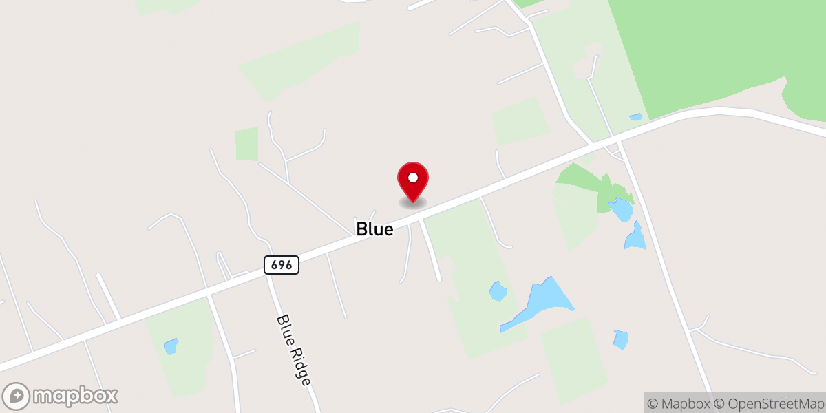 Map showing location of Blue Methodist Church