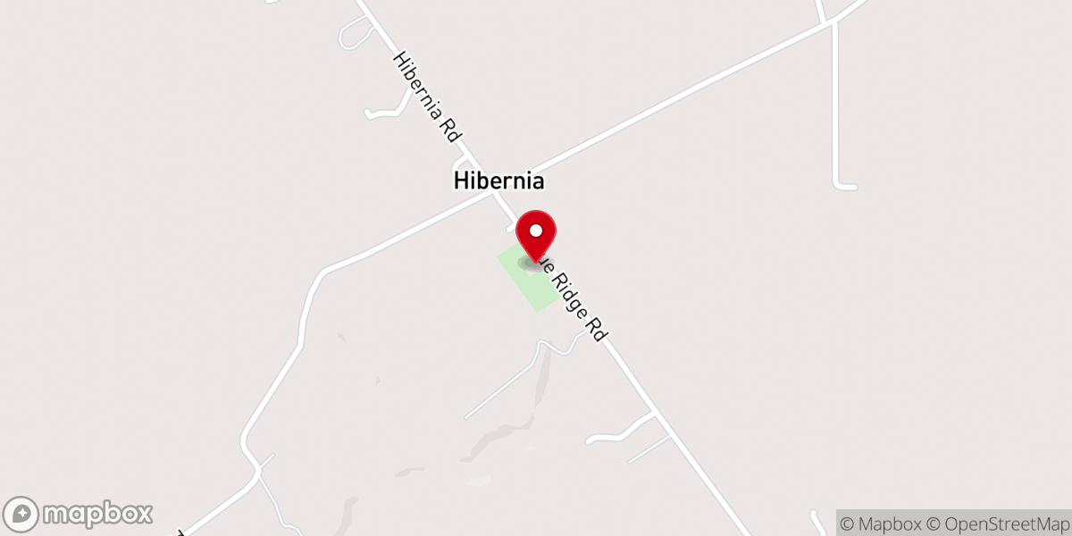 Map showing location of Hibernia Christian Church