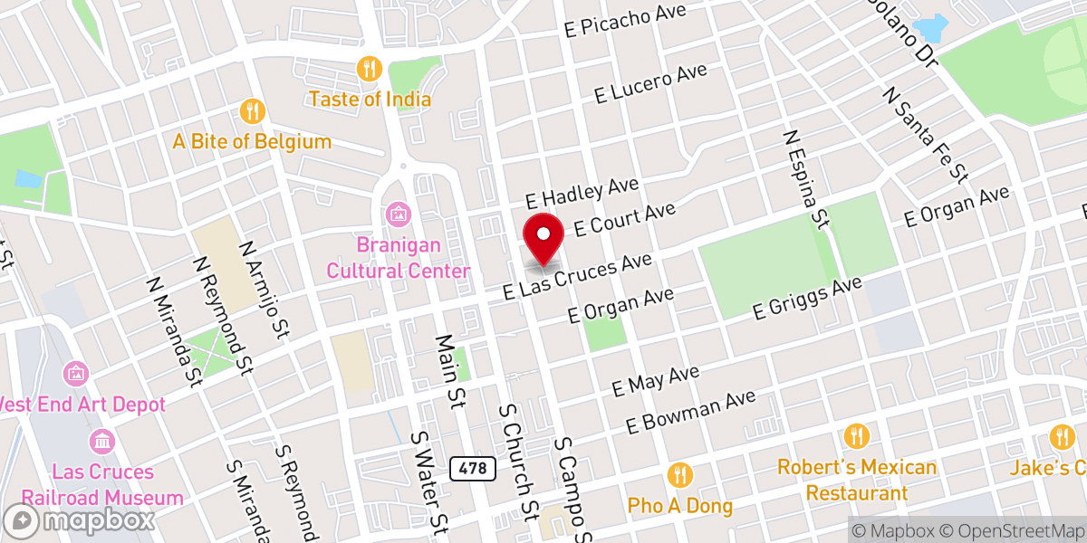 Map showing location of El Calvario United Methodist Church