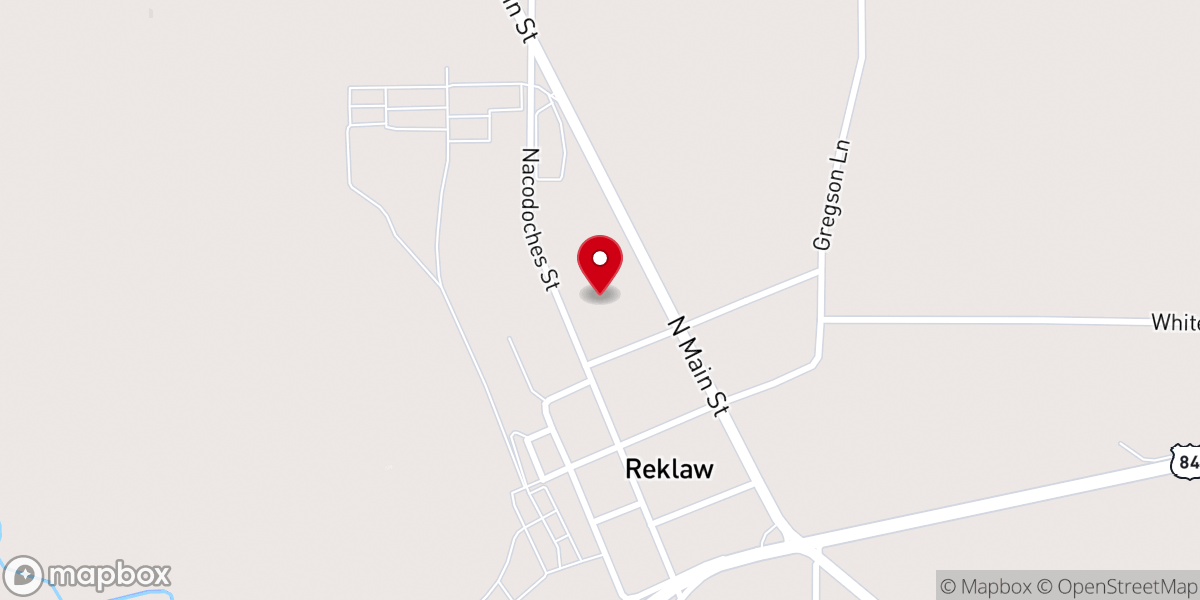 Map showing location of Reklaw church of christ