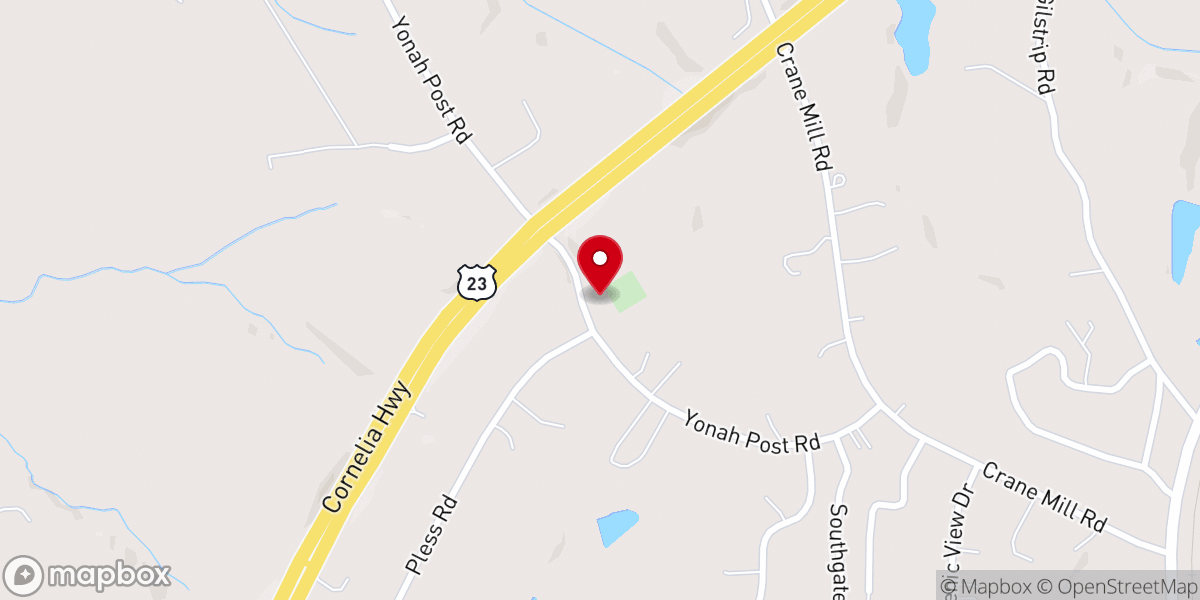 Map showing location of Crossroads Baptist Church