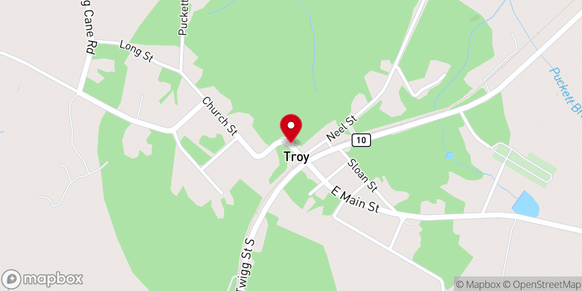Map showing location of LONG CANE ASSOCIATE REFORMED PRESBYTERIAN CHURCH