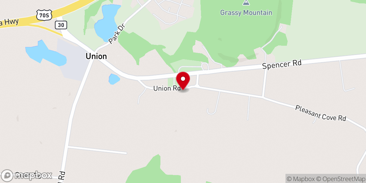 Map showing location of New Union United Methodist Church
