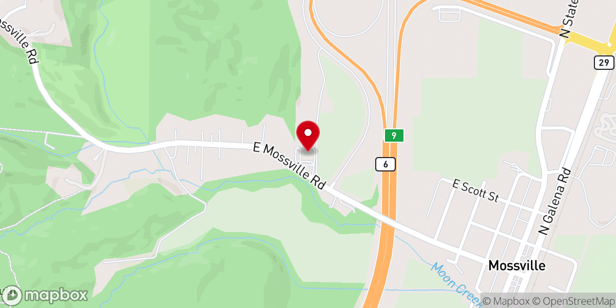 Map showing location of Mossville United Methodist Church