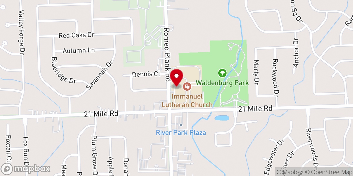 Map showing location of Immanuel Lutheran Church, School & Preschool